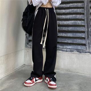 Drawstring Striped Straight Leg Pants