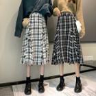 Woolen Fringed A-line Skirt