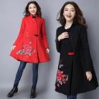Floral Embroidered Long Padded Coat