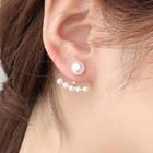 Wedding Faux Pearl Swing Earring 1 Pair - White & Gold - One Size