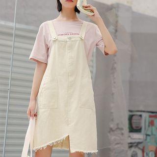 Asymmetric Hem Dungaree Dress