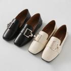 Square-toe Foldable Buckle Loafers
