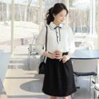 Layered-collar Blouse With Tie