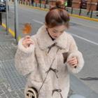 Fluffy Bow-accent Coat