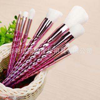 Set Of 5 : Mermaid Tail Makeup Brush Set - Purple & Pink & Blue - One Size