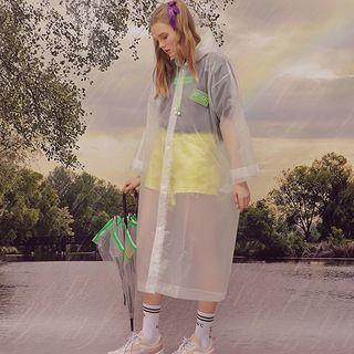 Hooded Neon-string See-through Raincoat Lime Green - One Size