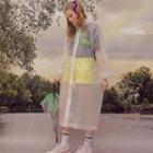 Hooded Neon-string See-through Raincoat Lime Green - One Size