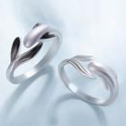 Couple Matching 925 Sterling Silver Fish Tail Open Ring