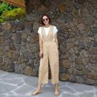 Plunge-neck Overall Pants