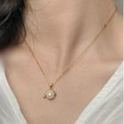 925 Sterling Silver Pearl Charm Choker 2101 - One Size