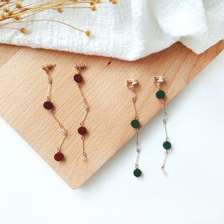 Non-matching Wooden Disc Dangle Earring
