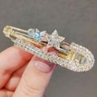 Safety Pin Star Rhinestone Hair Clip Ly709 - Gold - One Size