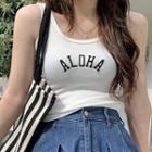 Lettering Crop Tank Top White - One Size