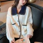 Long-sleeve Tweed Peter-pan Collar Cardigan