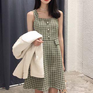 Tweed Mini A-line Skirt / Sleeveless Dress