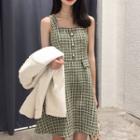 Tweed Mini A-line Skirt / Sleeveless Dress