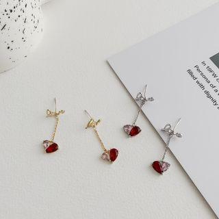 Sterling Silver Cz Heart Drop Earring 1 Pair - Sterling Silver Cz Heart Drop Earring - Gold - One Size