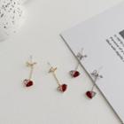 Sterling Silver Cz Heart Drop Earring 1 Pair - Sterling Silver Cz Heart Drop Earring - Gold - One Size
