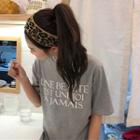 Short-sleeve Lettering T-shirt Gray - One Size