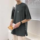 Side Split Button Short-sleeve T-shirt