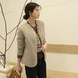 V-neck Snap-button Dumble Jacket