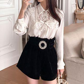 Set: Lace Blouse + Dress Shorts