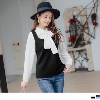 Neck-tie Mock Two Piece Top