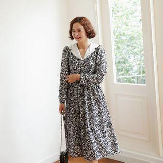 Lace-collar Floral Shirtwaist Dress