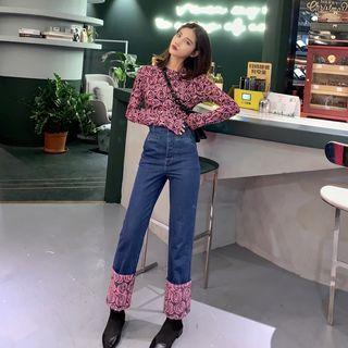 Floral Color-block Loose-fit Jeans
