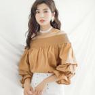 Off Shoulder 3/4 Sleeve Plain Blouse