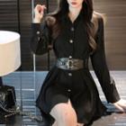 Set: Mini A-line Shirtdress + Waist Belt