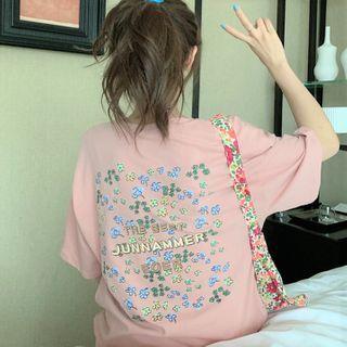 Loose-fit Short-sleeve Floral Printed T-shirt