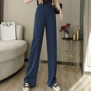 Elastic Waist Loose Fit Wide Leg Pants