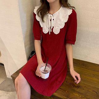 Collared Short-sleeve A-line Skirt