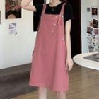 Short-sleeve T-shirt / A-line Pinafore Dress