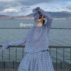 Gingham Blouse / Midi A-line Skirt