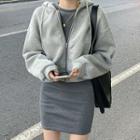 Hooded Zip Jacket / Long-sleeve Mini Sheath Dress