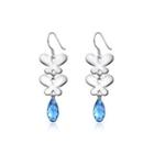 925 Sterling Silver Elegant Romantic Butterfly Earrings With Blue Austrian Element Crystal Silver - One Size