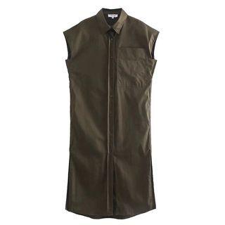 Sleeveless Slit Shirt Dress