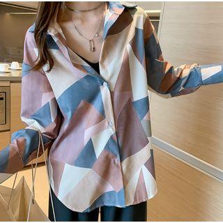 Long-sleeve Vintage Print Blouse
