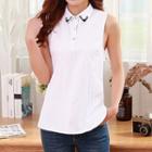 Deer Embroidered Sleeveless Blouse