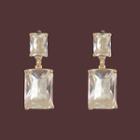 Rhinestone Drop Earring 1 Pair - Drop Earring - S925silver - Gold & White - One Size