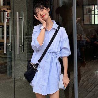 Long-sleeve Drawstring Shirt As Shown In Figure - One Size