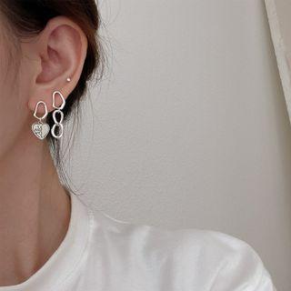 Sterling Silver Asymmetrical Heart Drop Earring 1 Pair - Eh1047 - Silver - One Size