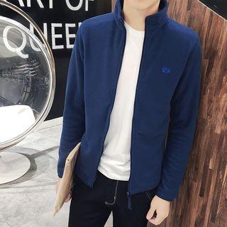 Stand Collar Embroidered Zip Jacket