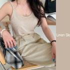 Linen Blend Camisole Top Beige - One Size