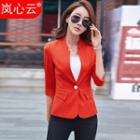 Elbow-sleeve Stand Collar Blazer + Dress Pants / + Camisole Top