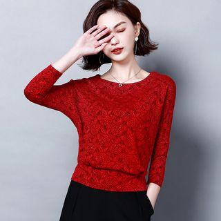 Jacquard 3/4-sleeve Top