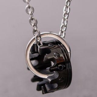 Crown Rhinestone Pendant Stainless Steel Necklace Silver - One Size