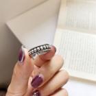 925 Sterling Silver Open Ring K667 - Vintage Silver - One Size